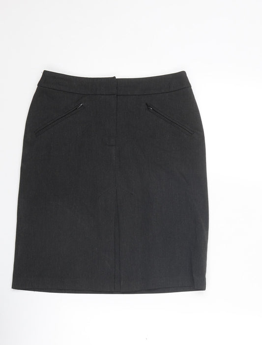 Warehouse Womens Grey Polyester A-Line Skirt Size 10 Zip
