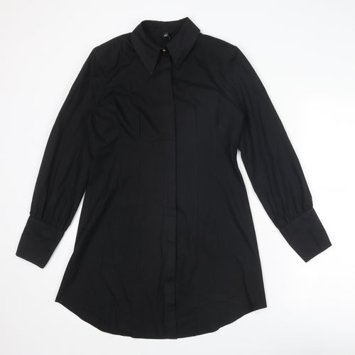 River Island Womens Black Polyester Shirt Dress Size 10 Collared Button