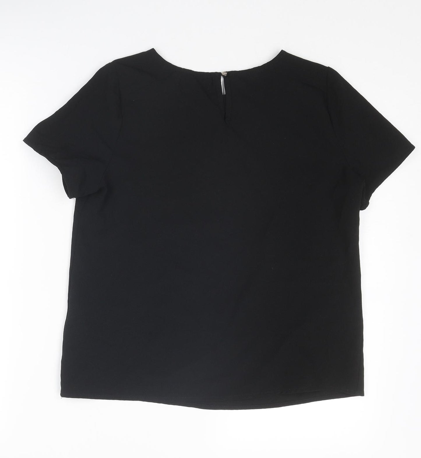 New Look Womens Black Polyester Basic Blouse Size 8 Round Neck
