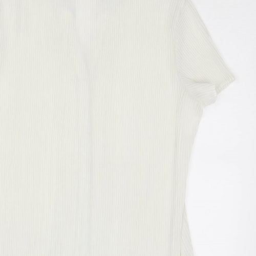 Marks and Spencer Womens White Polyester Basic Button-Up Size 10 Collared