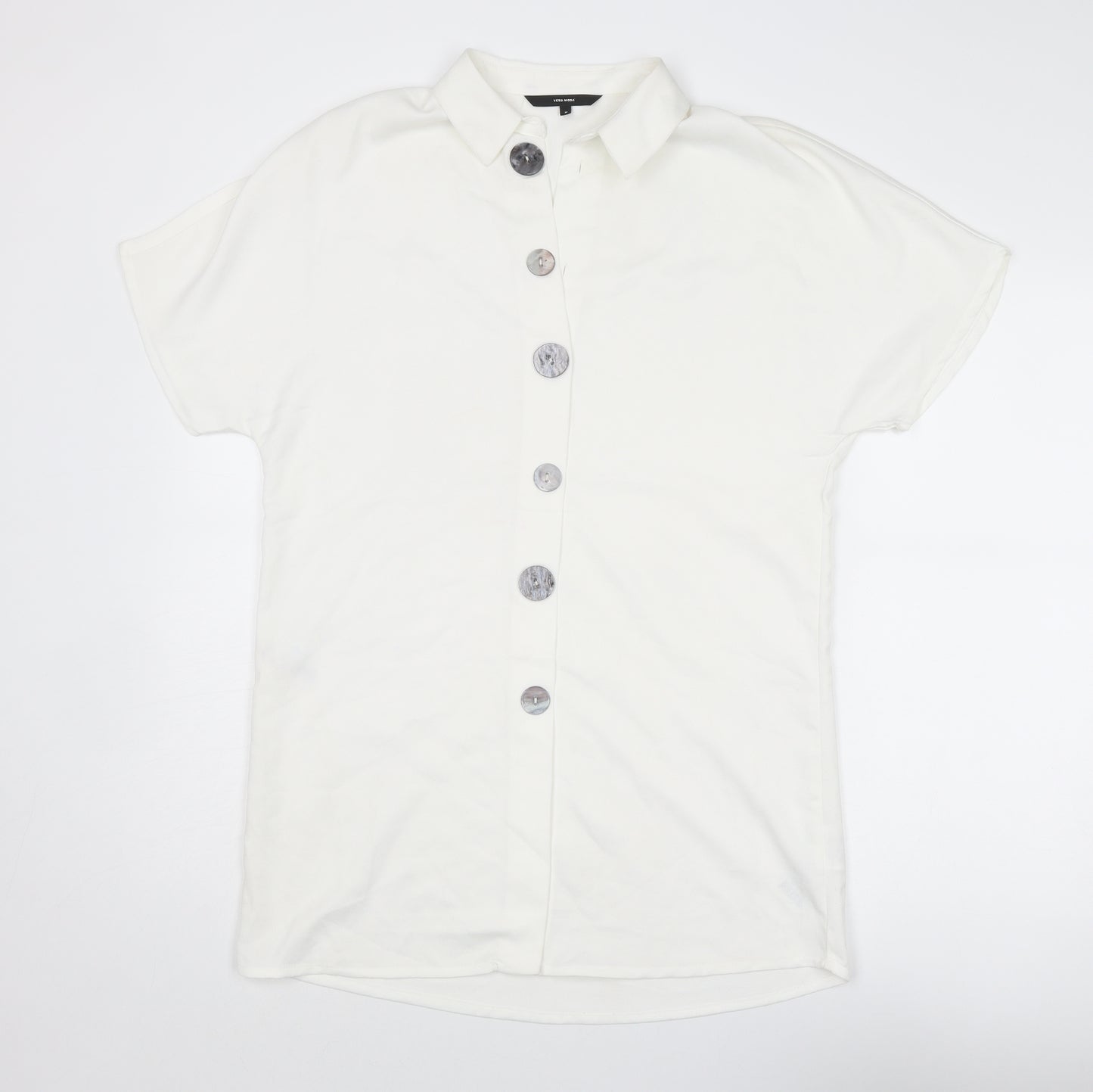 VERO MODA Womens White Polyester Shirt Dress Size M Collared Button
