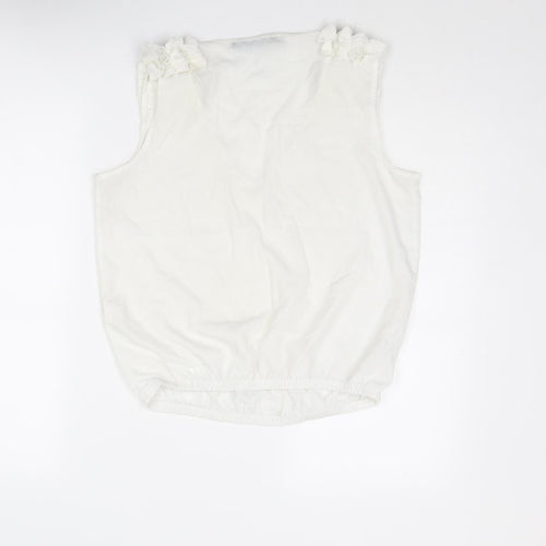 Zara Womens White Polyester Basic Tank Size M V-Neck