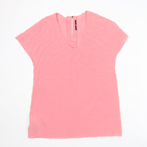 Boss Womens Pink Silk Basic Blouse Size 6 Scoop Neck