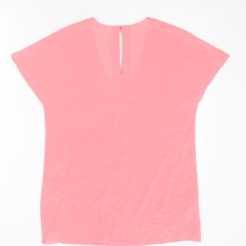 Boss Womens Pink Silk Basic Blouse Size 6 Scoop Neck