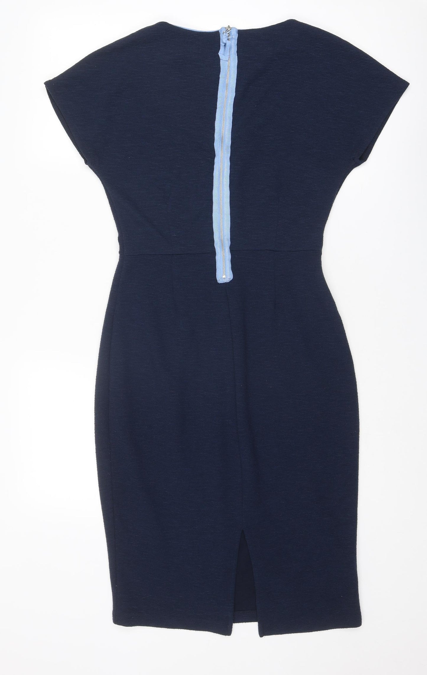 NEXT Womens Blue Polyester Shift Size 10 Round Neck Zip