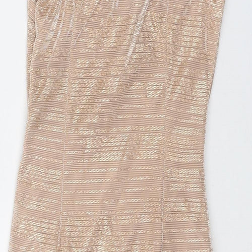 NaaNaa Womens Gold Geometric Polyester Slip Dress Size 8 Square Neck Pullover