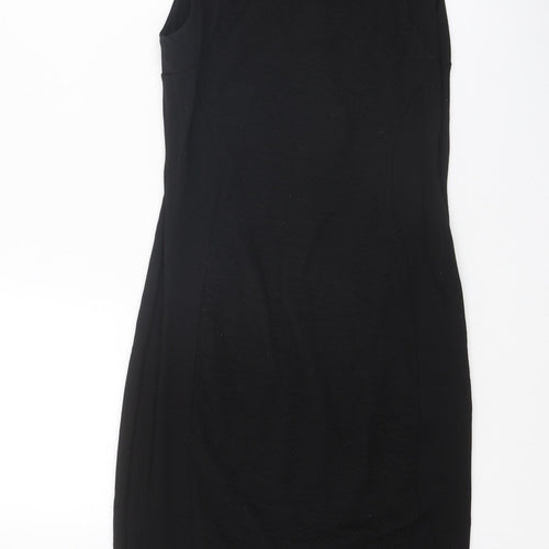 NEXT Womens Black Polyester Shift Size 8 Round Neck Zip