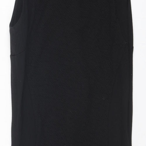 NEXT Womens Black Polyester Shift Size 8 Round Neck Zip