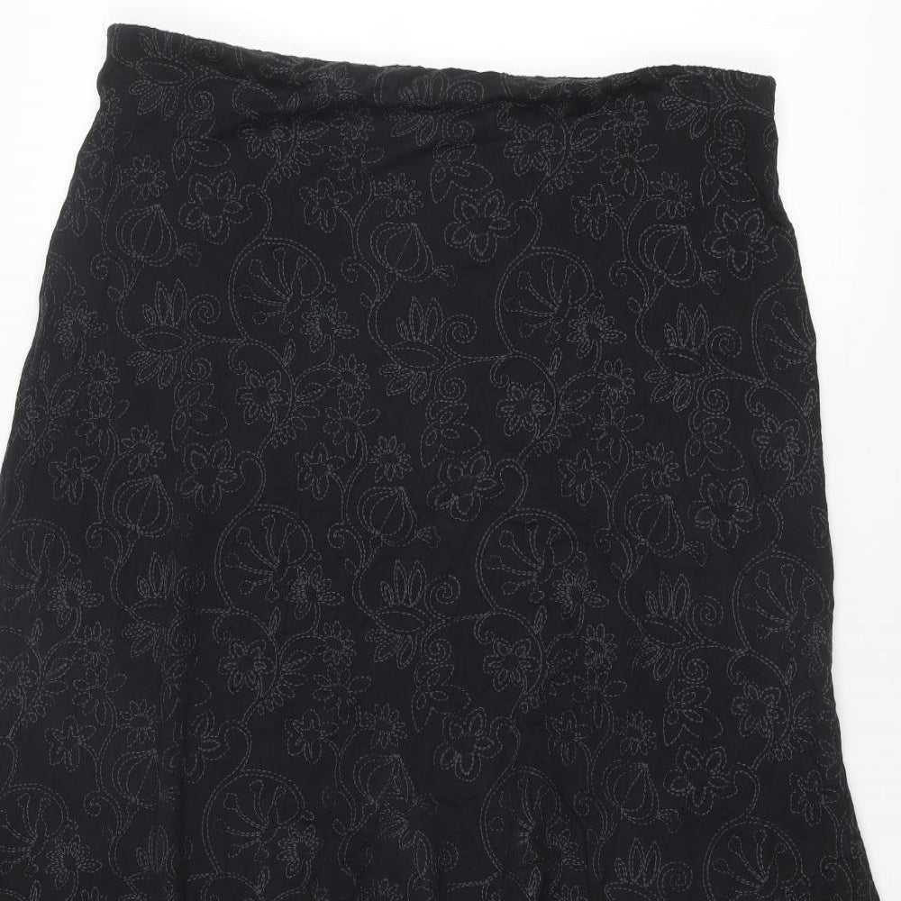 Per Una Womens Black Floral Viscose Swing Skirt Size 18
