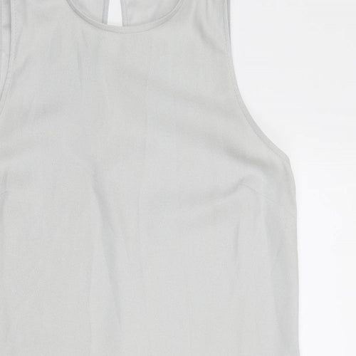 Topshop Womens Grey Polyester Basic Tank Size 10 Round Neck - Asymmetric Hem