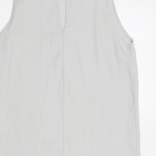 Topshop Womens Grey Polyester Basic Tank Size 10 Round Neck - Asymmetric Hem