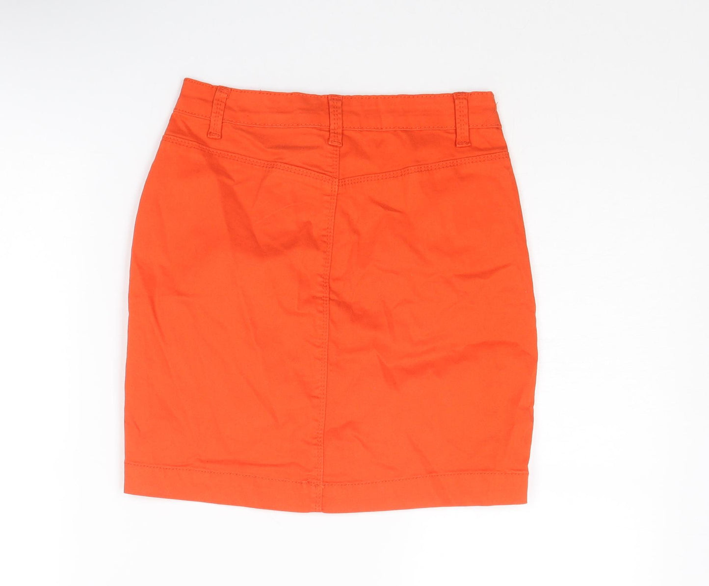 Missguided Womens Orange Cotton A-Line Skirt Size 8 Zip