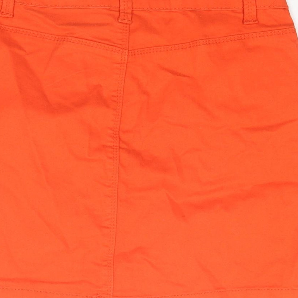 Missguided Womens Orange Cotton A-Line Skirt Size 8 Zip