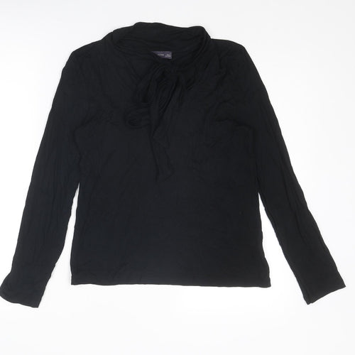 Marks and Spencer Womens Black Viscose Basic T-Shirt Size 8 V-Neck