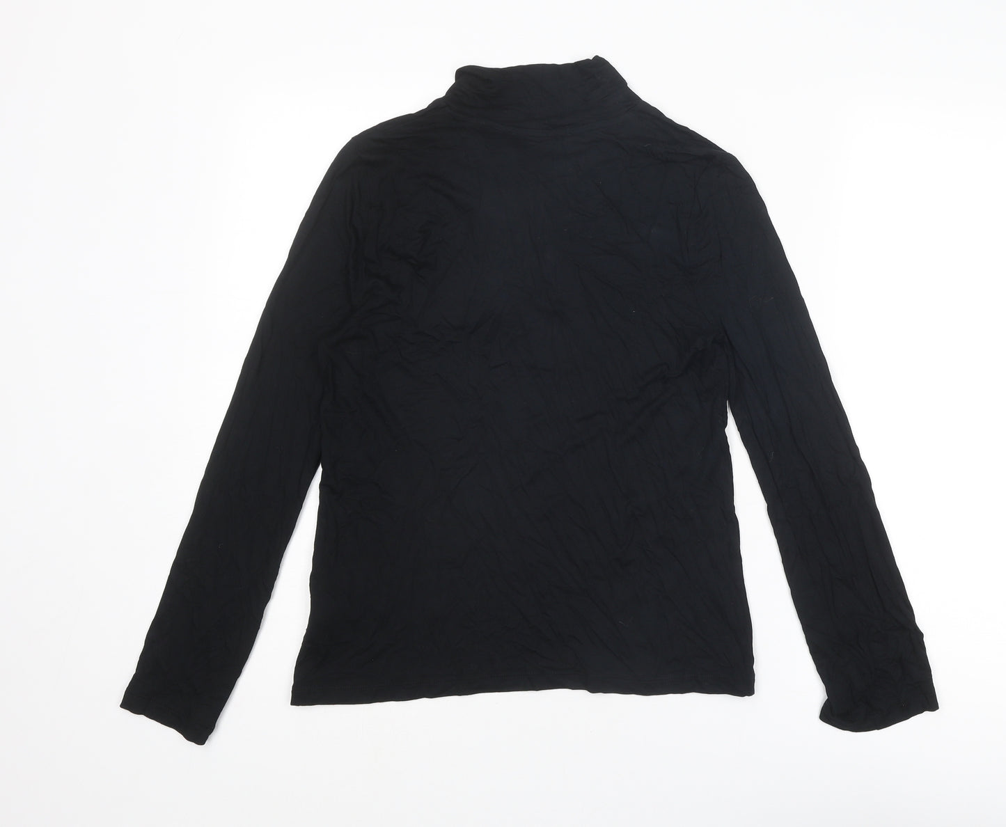 Marks and Spencer Womens Black Viscose Basic T-Shirt Size 8 V-Neck