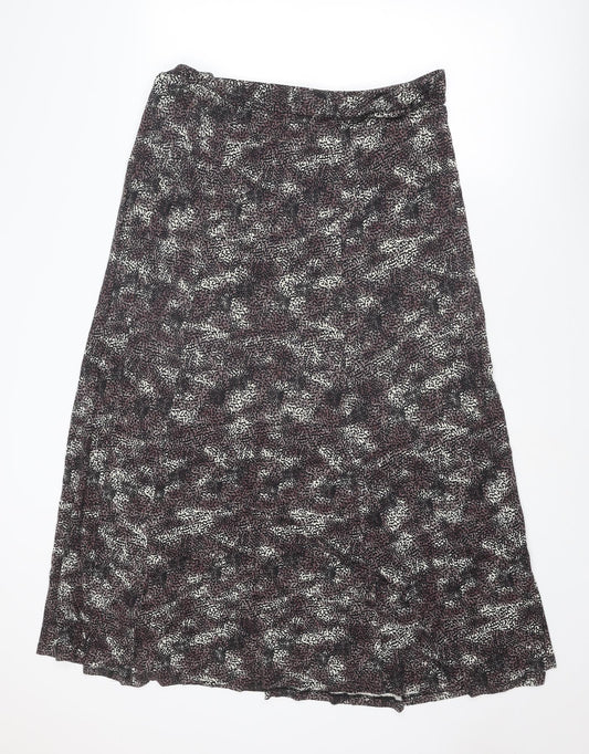 Marks and Spencer Womens Brown Geometric Viscose Swing Skirt Size 18