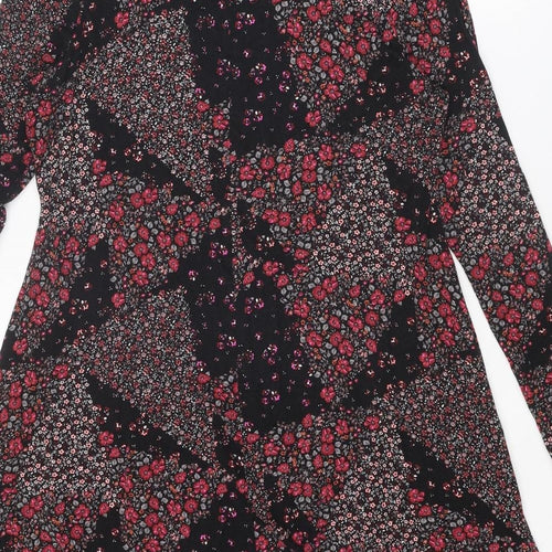 Marks and Spencer Womens Multicoloured Floral Viscose Jumper Dress Size 16 Round Neck Pullover