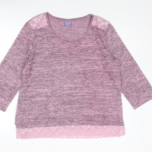 Laura Scott Womens Pink Round Neck Polyester Pullover Jumper Size XL