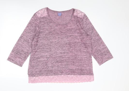Laura Scott Womens Pink Round Neck Polyester Pullover Jumper Size XL