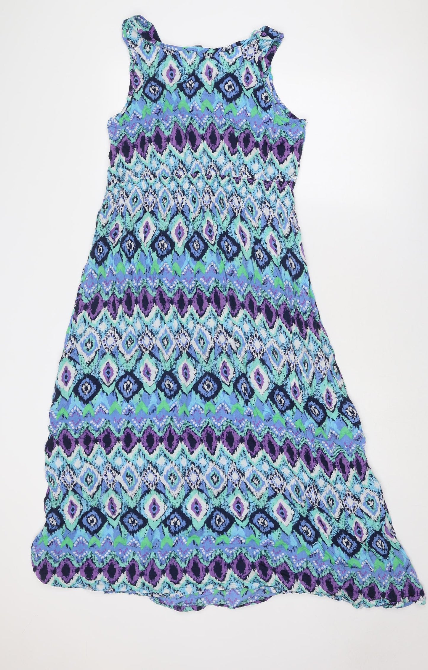 Bonmarché Womens Multicoloured Geometric Viscose Tank Dress Size 18 Round Neck Pullover