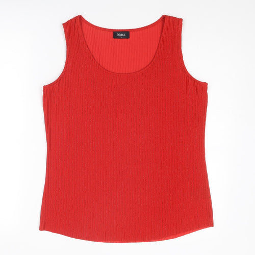 Klass Womens Red Polyester Basic Tank Size L Round Neck