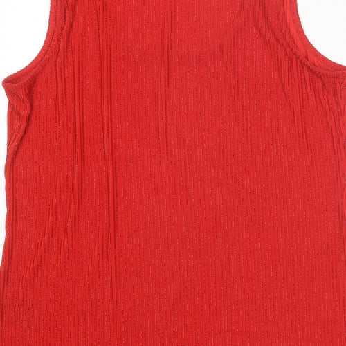 Klass Womens Red Polyester Basic Tank Size L Round Neck