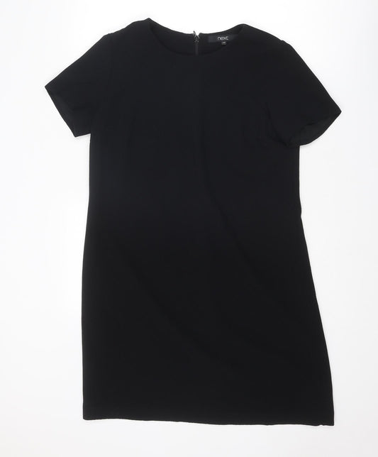 NEXT Womens Black Polyester Shirt Dress Size 14 Round Neck Zip