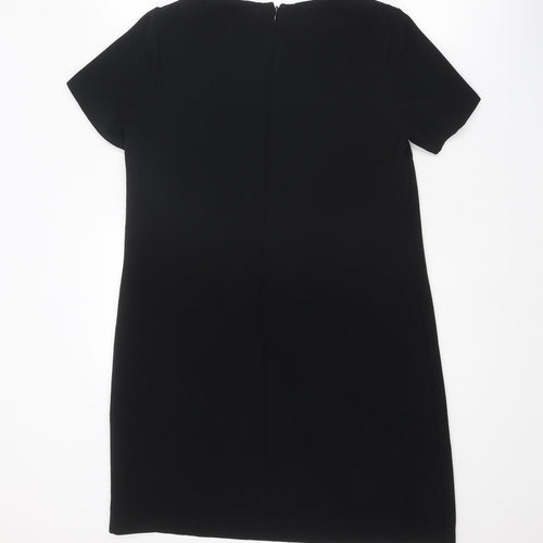NEXT Womens Black Polyester Shirt Dress Size 14 Round Neck Zip