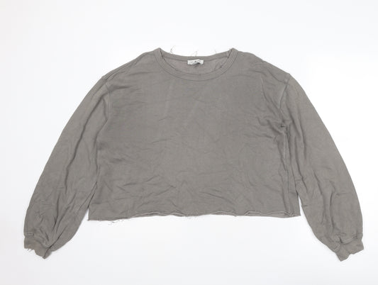 Topshop Womens Grey Cotton Pullover Sweatshirt Size 8 Pullover - Distressed look