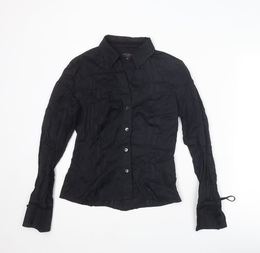 Ted Baker Womens Black Cotton Basic Button-Up Size 10 Collared