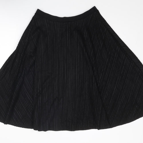 Marks and Spencer Womens Black Striped Polyester Swing Skirt Size 12