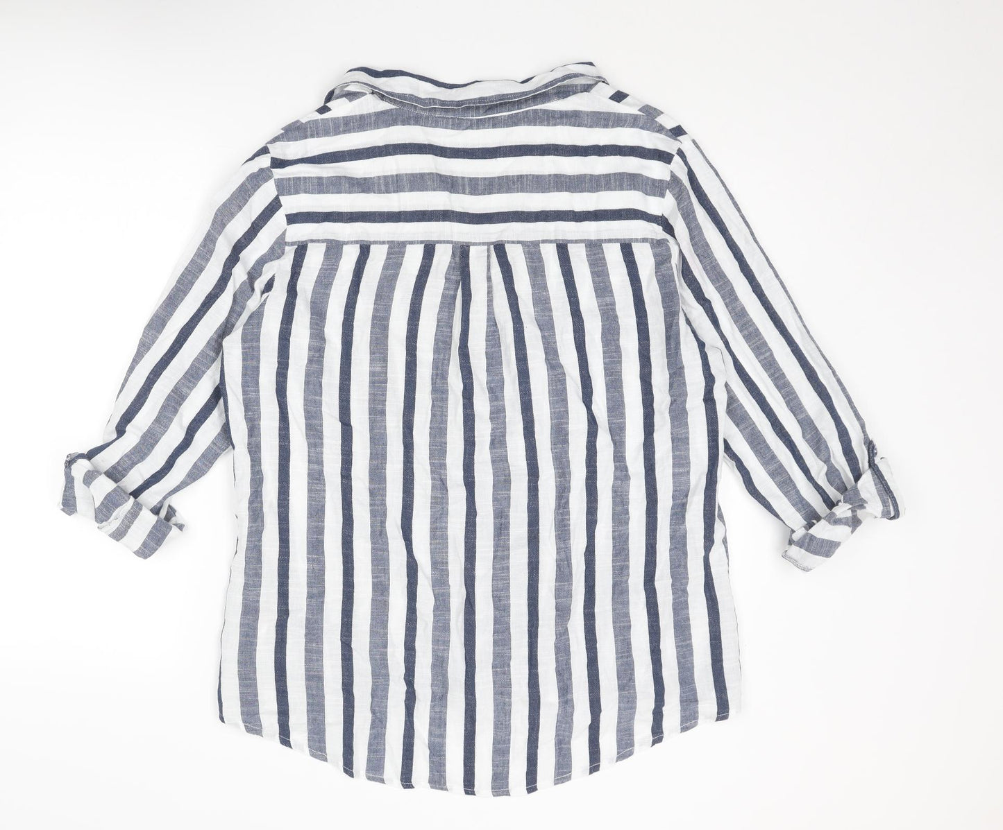 Dorothy Perkins Womens Blue Striped Cotton Basic Button-Up Size 18 Collared