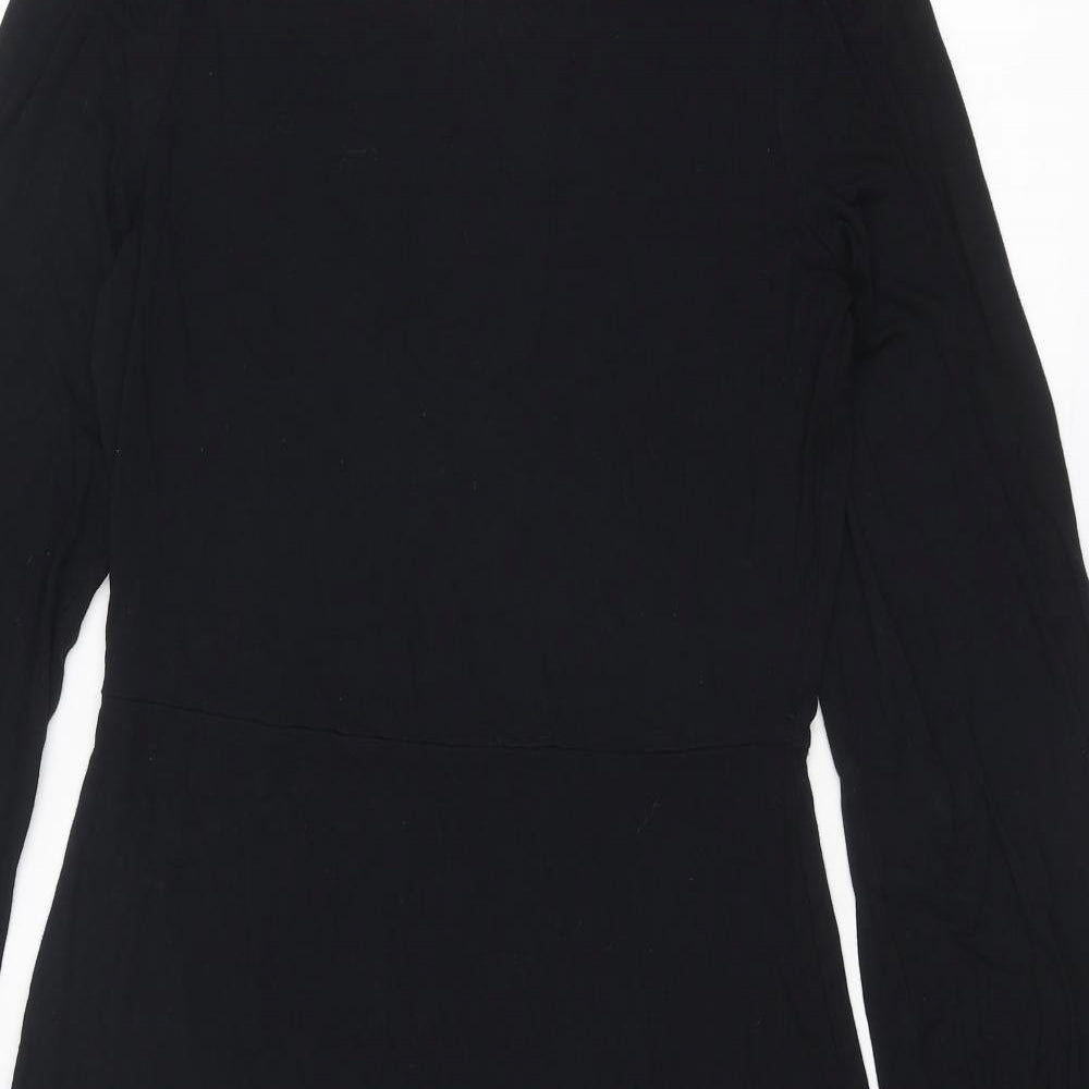 Marks and Spencer Womens Black Viscose A-Line Size 10 Round Neck Pullover