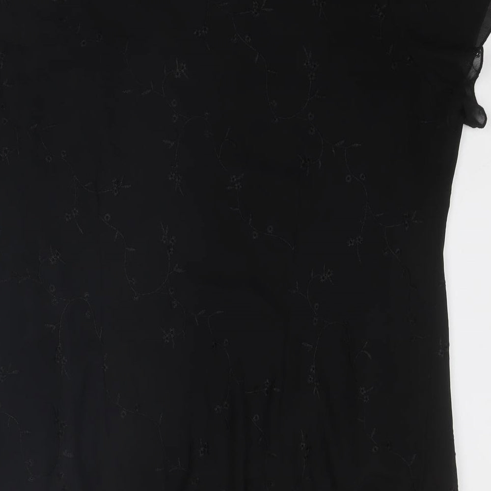 Classics Womens Black Polyester Basic T-Shirt Size 20 V-Neck