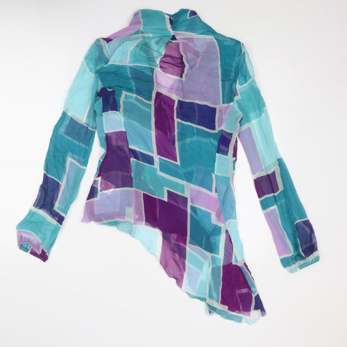Patrizia Pepe Womens Multicoloured Geometric Silk Basic Blouse Size 14 Collared