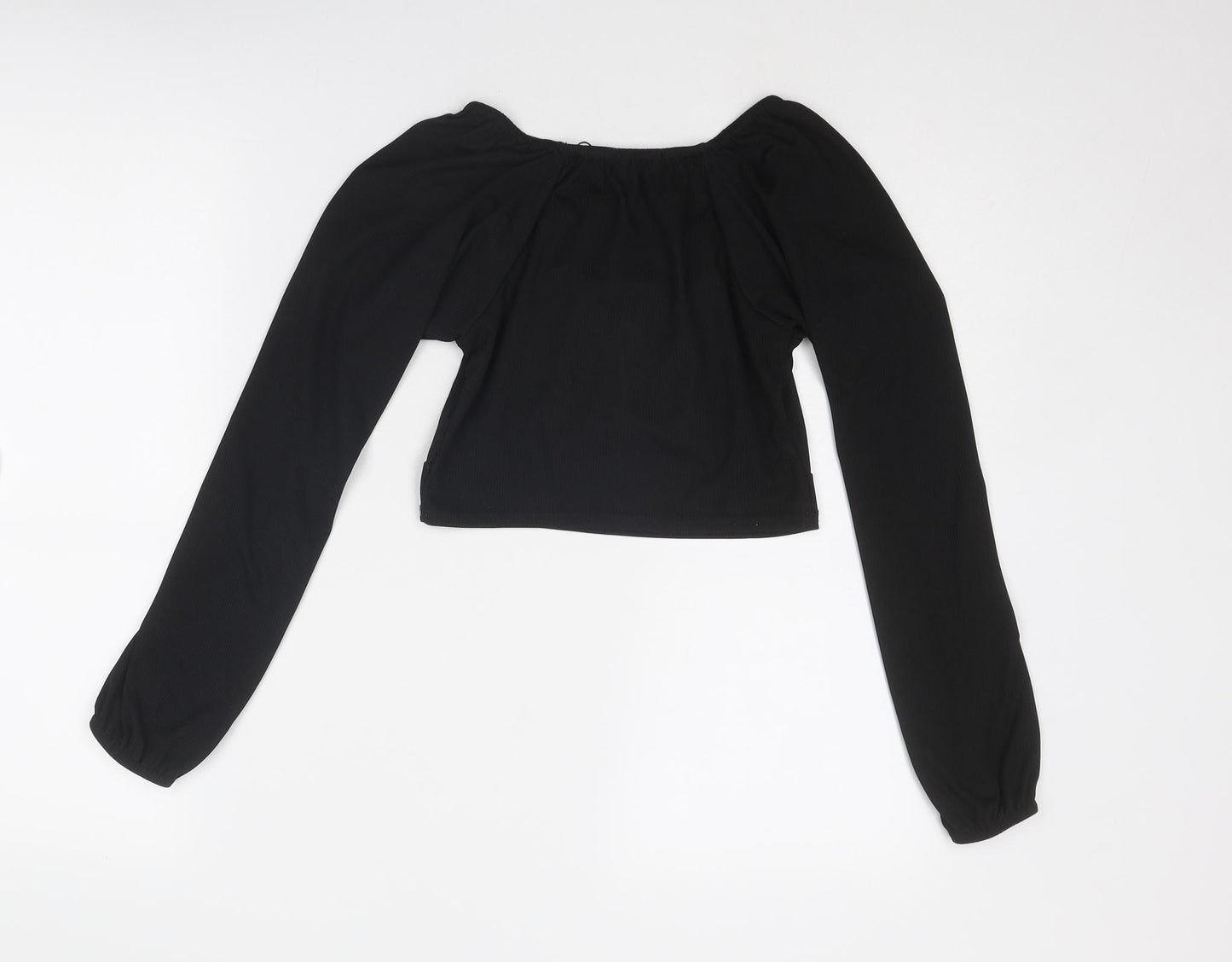 Nasty Gal Womens Black Polyester Basic T-Shirt Size 10 Round Neck