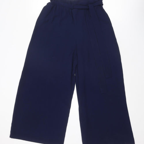 Topshop Womens Blue Polyester Trousers Size 10 L25 in Regular Tie