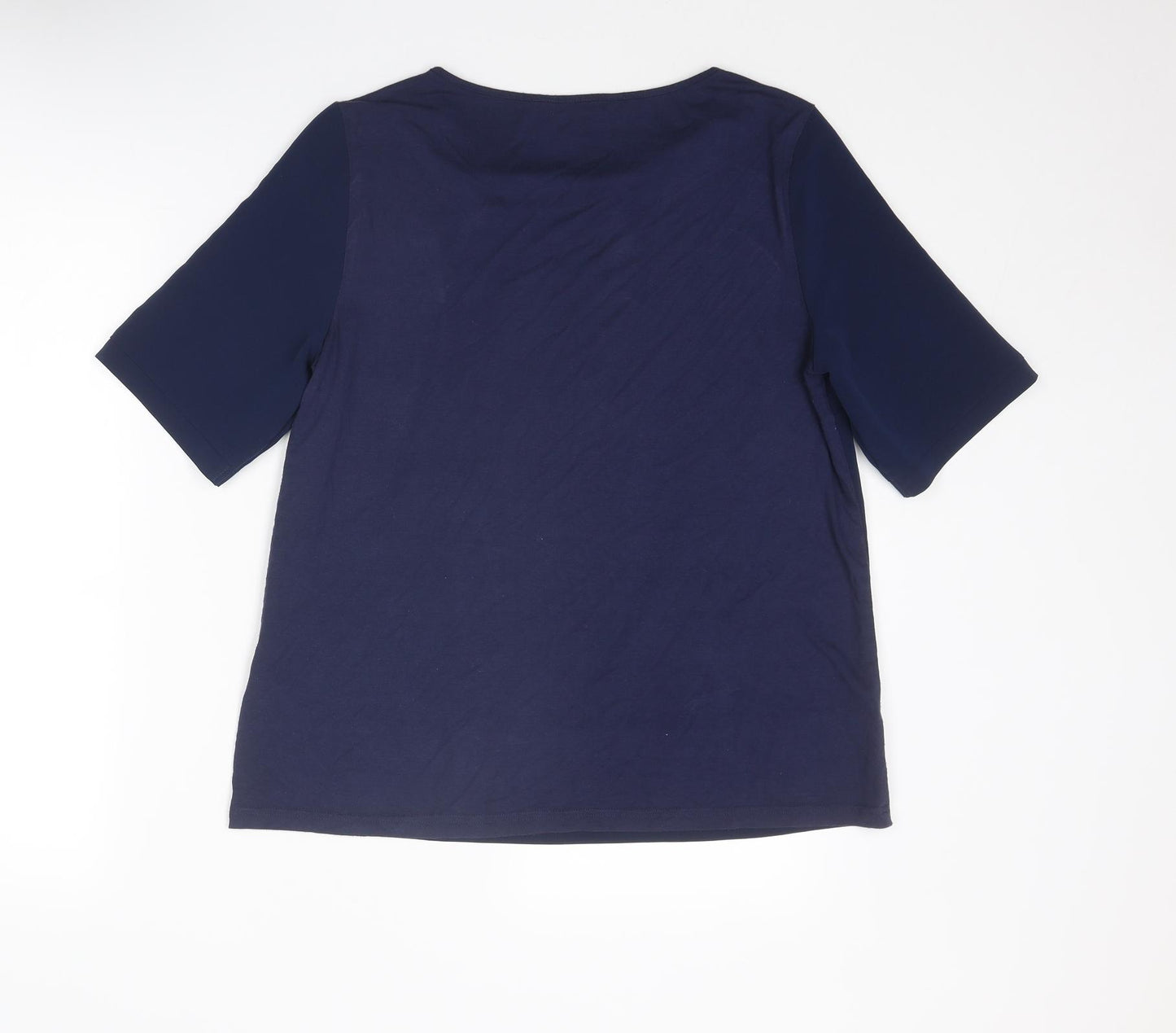 Dunnes Stores Womens Blue Polyester Basic Blouse Size 12 Round Neck