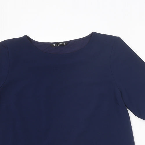 Dunnes Stores Womens Blue Polyester Basic Blouse Size 12 Round Neck