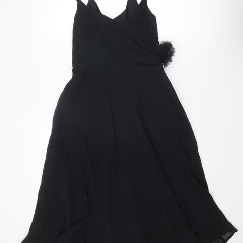 Monsoon Womens Black Polyester A-Line Size 12 V-Neck Zip