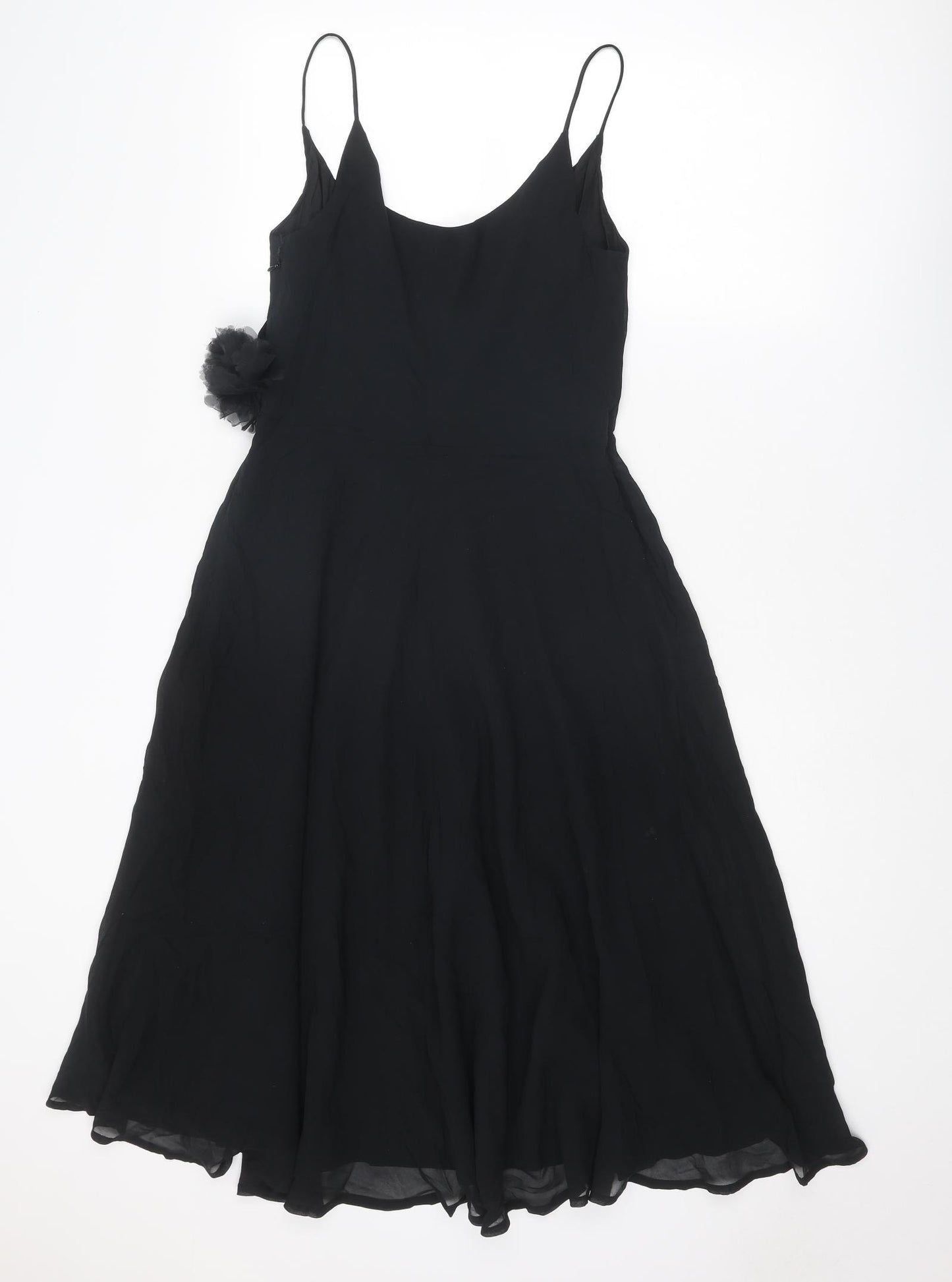 Monsoon Womens Black Polyester A-Line Size 12 V-Neck Zip