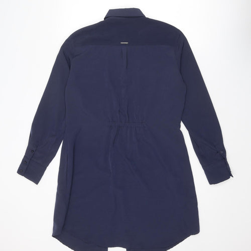 Autograph Womens Blue Polyester Shirt Dress Size 12 Collared Button