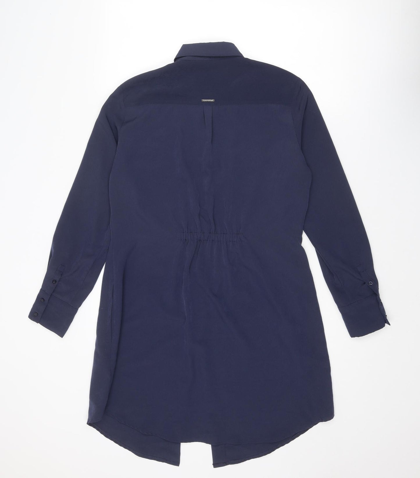 Autograph Womens Blue Polyester Shirt Dress Size 12 Collared Button