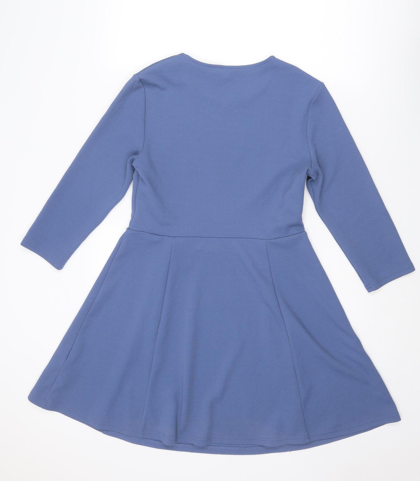 Divided by H&M Womens Blue Polyester Skater Dress Size 16 Round Neck Pullover