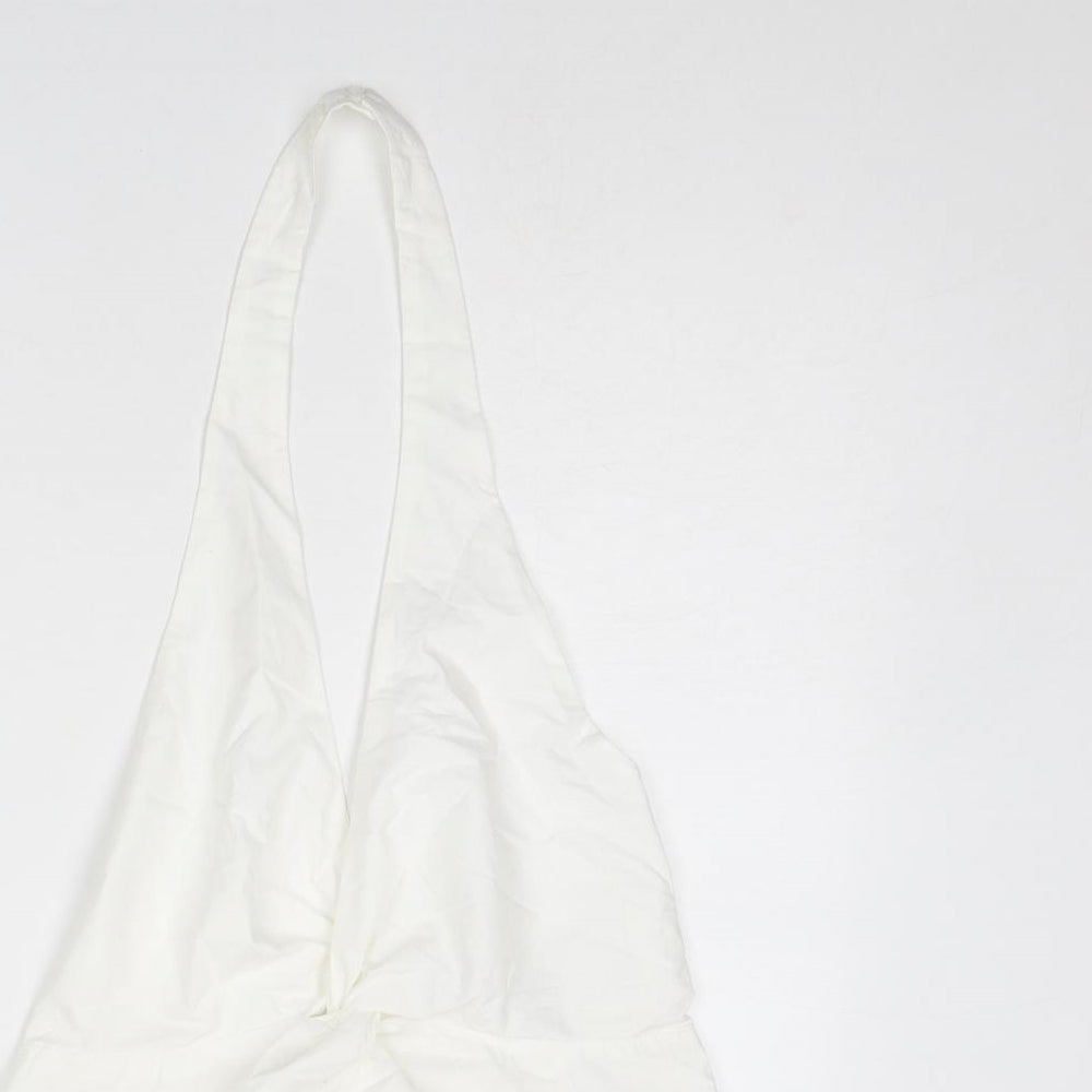 Zara Womens White Cotton Cropped Tank Size M Halter