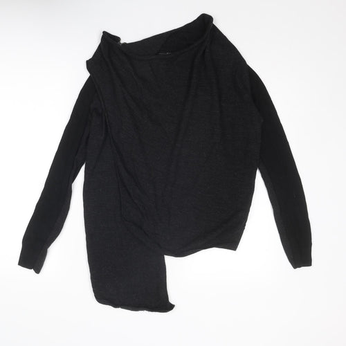 AllSaints Womens Black Round Neck Wool Pullover Jumper Size 8