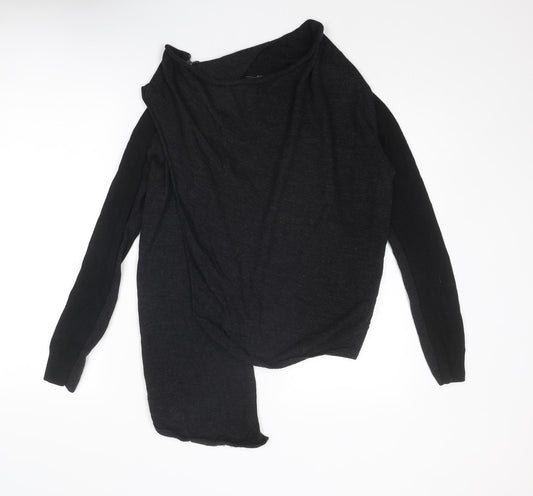 AllSaints Womens Black Round Neck Wool Pullover Jumper Size 8