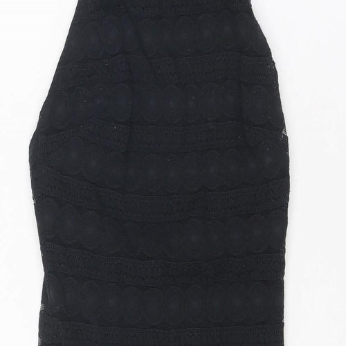 Topshop Womens Black Nylon Shift Size 8 Halter Button - Open Back