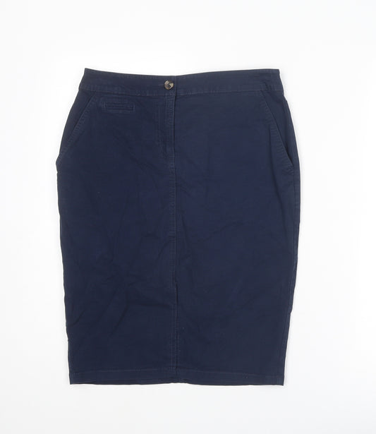 TU Womens Blue Cotton Cargo Skirt Size 10 Zip