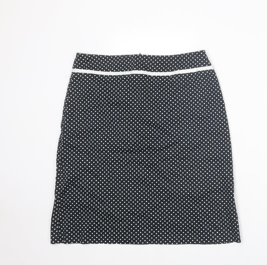NEXT Womens Black Polka Dot Cotton A-Line Skirt Size 12 Zip